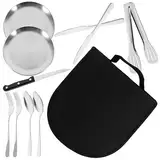 ibasenice 1 Set Besteck Und Löffelset Aus Edelstahl Essgeschirr Reise Servierutensilien Steakbesteck Set Tragbarer Löffel Aus Edelstahl Besteck Für Westliche Speisen