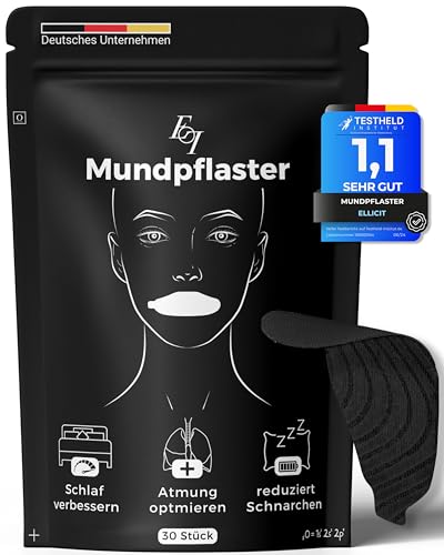 Ellicit® Mundpflaster Schlafen, 30er Pack Premium Mouth Tape for sleeping, Anti Schnarch, Schnarchpflaster gegen Schnarchen, optimaler Halt auch mit Bart, 95% Baumwolle [bequeme Universalgröße]