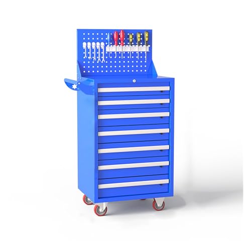 Werkzeugbox Werkzeugkasten Rollbare Werkzeugtruhe mit 7 Schubladen, multifunktionaler Werkzeugkasten mit Rollen, Werkzeug-Organizer-Box for Garage, Lager, Werkstatt, Reparaturwerkstatt Werkzeugkoffer(