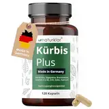 Sägepalmenextrakt & Kürbiskernextrak - 8 Fach Kombi mit Brennnesselextrakt, Vitamin E, Zink, Selen & Natrium - Vegan - 120 Kürbiskern-Kapseln hochdosiert Naturklar