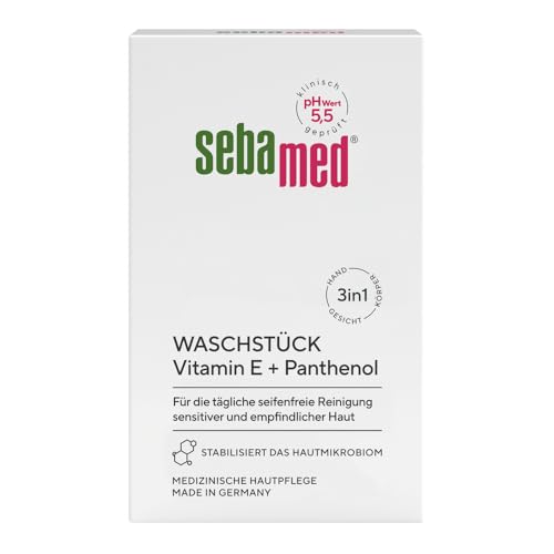 Sebamed seifenfreies Waschstück 150 g, für die tägliche seifenfreie Reinigung sensitiver und anspruchsvoller Haut, zur Hand-, Gesichts- und Körperreinigung geeignet, Made in Germany