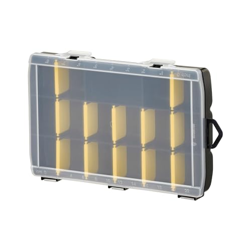 STANLEY Organizer Sortimentskasten Werkstatt (Aufbewahrungsbox für Zubehör und Kleinteile aus schlagfestem Polypropylen, 17 Fächer mit entfernbaren Trennwänden, eingebautes Lineal) STST81680-1
