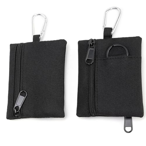 XENQITO 1 Stück Mini Geldbörse für Herren Damen, Münzgeldbörse, Canvas Münzbörse Nylon Taktische Klein Geldbeutel mit Reißverschluss, Mini Kleingeldbörse Portemonnaie mit Schlüsselring und Karabiner
