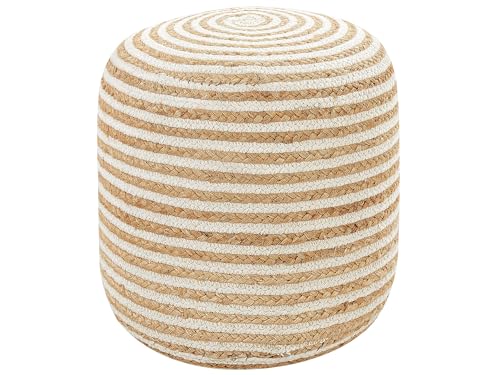 Pouf Jute / Baumwolle beige / weiß gestreift rund ⌀ 40 cm Boho Stil Resafa