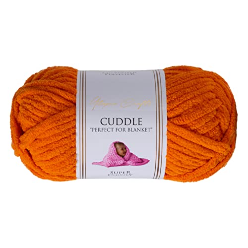 Utopia Crafts Cuddle Super Chunky Chenille-Garn zum Stricken und Häkeln, 100 g – 60 m (Kürbisorange)