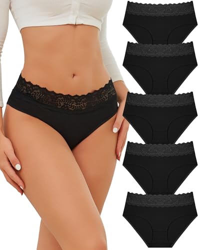 READY TO LOVE Unterhosen Damen Baumwolle Unterwäsche Frauen Baumwoll Unterwäsche Damen Brazilian Slip Sexy Spitze Hipster Atmungsaktiv Weich Slip Mehrpack