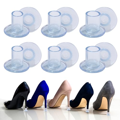 AKOFIC 6 Pairs Absatzschoner High Heels, 3 Größen Absatzschutz High Heels für Hochzeiten Anlässe, Transparente High Heel Protectors, Fersenschutz Stopper Abdeckungen für Gras, Unebene Böden