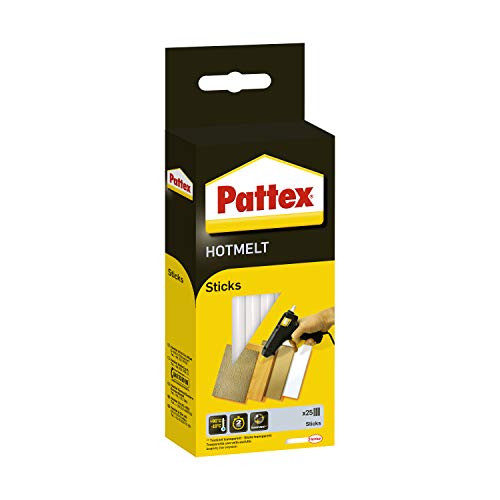 Pattex Hotmelt Sticks, Klebesticks für die Heißklebepistole mit extrem hoher Transparenz, Heißkleber Sticks zum Basteln, Dekorieren und Reparieren, 1x25 Sticks