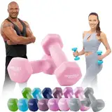 Miweba Sports Neopren Hantelset NKH100 | ????? Hantel - Hexagon Hanteln Set - Kurzhanteln - Kurzhantel Set - Gymnastikhanteln - Hantel Set - Dumbbell - 0,5-10 Kg (2X 1.0 kg, Rosa)