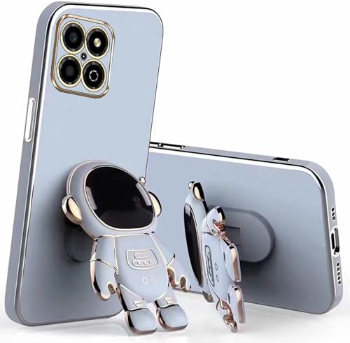 Miagon Kreativ Astronaut Ständer Hülle für Honor X8 4G,Cute Mädchen Dünn Galvanisierte Schutzhülle Weiches Case Bumper mit Astronaut Halter Kickständer