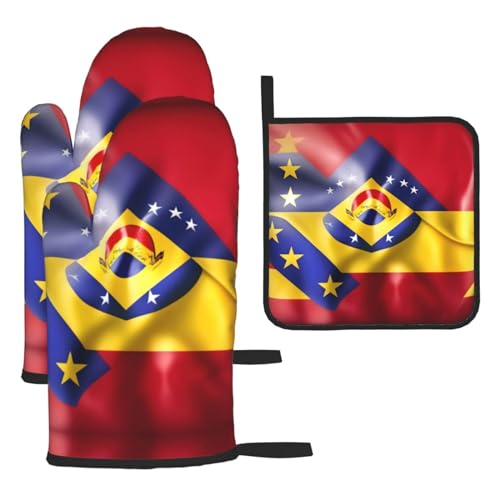 Flagge Venezuelas Küche Backen Dreiteiliges Set - und Topflappen Set für Küche und Outdoor BBQ