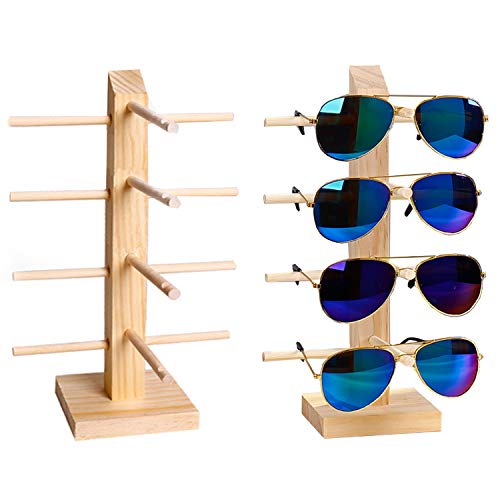 liuer Brillenständer 2PCS Brillenhalter Holz Sonnenbrille Rack Sonnenbrillen Halter Brillenaufbewahrung mehrere Brillen Brillenhalter Geeignet für Sonnenbrillen,Myopia-Brillen,Planspiegel,Lesebrille