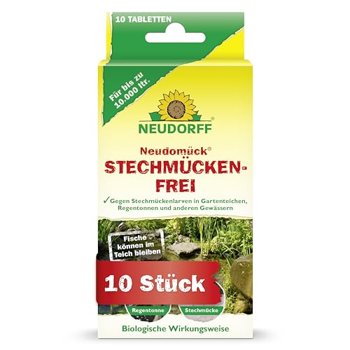 Neudorff Neudomück Stechmücken-Frei – Effektive Bekämpfung von Stechmückenlarven in Gartenteichen, Regentonnen und Gewässern, 10 Tabletten