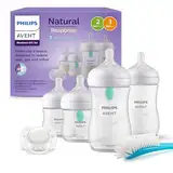 Philips Avent Babyflaschen mit AirFree Ventil, Geschenkset für Neugeborene – 4 Babyflaschen, ultra soft Schnuller und Flaschenbürste, Babys von 0–12 Monaten und älter (Modell SCD657/11)