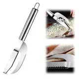 3 in 1 Fish Knife, 2024 Neues Multi Fish Scale Knife, Einfache Entfernung Schuppen, Multifunktionales Edelstahl-Fischmesser, für Schneiden, Entschuppen und Ausnehmen Fischen