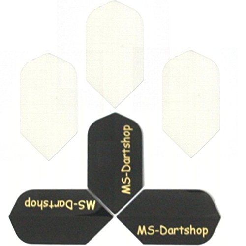 MS-DARTSHOP Dart-Flights Nylon Slim, 3 Sätze = 9 Stück, incl. 1 Satz MS-DARTSHOP Flights (Weiß)
