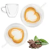 Gohytal Doppelmauerte Glas Kaffeetassen, 2er Set Herz Tasse Kaffeegläser Teegläser, Glastassen für Milch, Geschenk für Mama Frauen Freund Paare zu Geburtstag Hochzeit Jahrestag Muttertag Vatertag