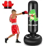 Boxsack Kinder, 165cm Aufblasbarer Standboxsack, Boxsack Stehend Kinder mit Boxhandschuhen, Geschenk für Jungen und Mädchen 3-12 Jahre für Karate, Taekwondo, MMA (Dinosaurier)