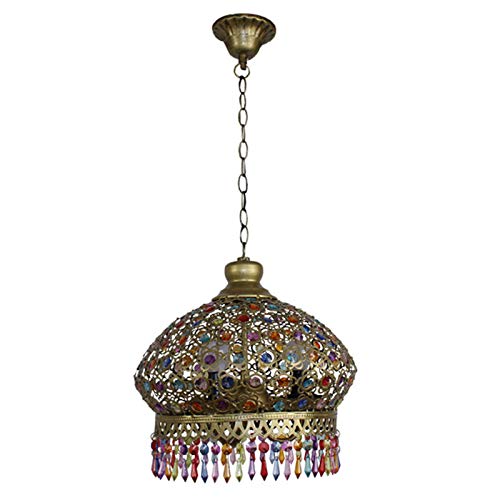Arabisch Stil Kunst Restaurant Hängendes Licht,Klassisch Marokkanischen Einfachheit Kronleuchter Deckenleuchte,Retro Kronleuchter-Bronze 35cm