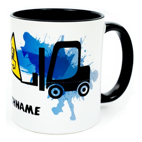 Staplerfahrer Tasse mit Namen personalisiert Stapler Kaffeetasse Lagerist Gabelstapler Gabelstaplerfahrer Becher Lagerleiter Lager Lagerlogistik Geschenk Lagermeister Logistik Zubehör Keramik 330 ml