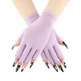 COOLJOB UV-Handschuhe für Gel-Nägel, UV Schutzhandschuhe für Maniküre, Hautpflege für Nagellampe, Fingerlose Handschuhe für Damen schützen die Hände vor Sonne und Nageltrockner Schaden, Lila, 1 Paar