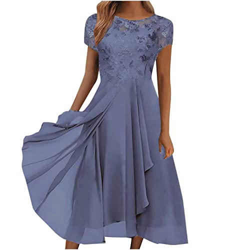 Damen Abendkleid Elegante Chiffon Leichte Fließende Cocktaikleid Brautjungfer Kleider Hohe Taille Kleider Sexy Ballkleid Blusenkleid Hochwertiges Dirndl Bound Waist Elegantes Partykleid Hochzeitsgast