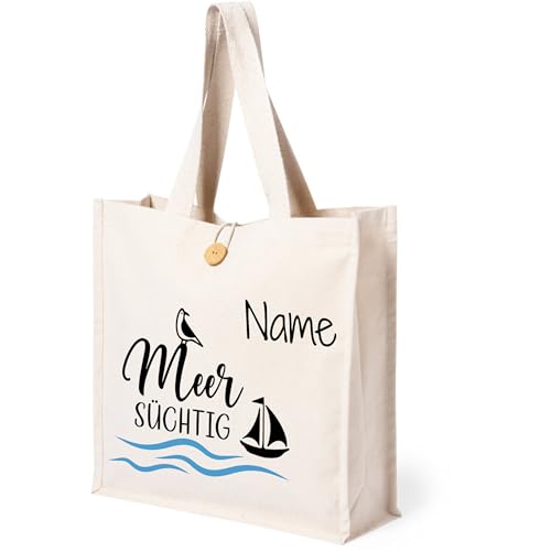 GRAZDesign Personalisierte Canvas Tasche Meer Süchtig - Geschenke für Camper und Segelurlauber