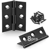 JatilEr 8 Stück Scharniere Klappbar 44mm × 31mm, Scharnier Schwarz Edelstahl Schanier Klein Schaniere Scharnierband mit 48 Stück Schrauben, Leicht Türscharnier für Türen Fenster Schränke