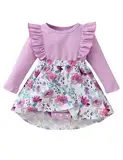 puseky Baby Mädchen Kleidung Strampler Kleider Neugeborenes Mädchen Kleid Rüschen Langarm Kleid Kleinkind Baby Mädchen Geschenk 0-3 Monate