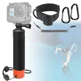 TUZHE Schwimmer Handgriff, Action Cam Zubehör Handler für Go Pro Hero 12/11/10/9/8/7/6/5/4/3, Unterwasser Handstick mit Sicherheitsgurt und Armschlaufe