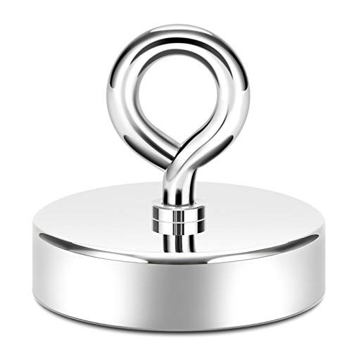 Neosmuk Angelmagnet, 227 kg + Zugstarke CNC-gefräste Metallbasis mit leistungsstarkem Magnet, 6,3 cm großer Magnet für Entferner, super starker Magnet mit Griff