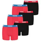 PUMA Kinder 2er Pack Unterhose Boxershorts Leicht Rot/Schwarz 7-8 Jahre