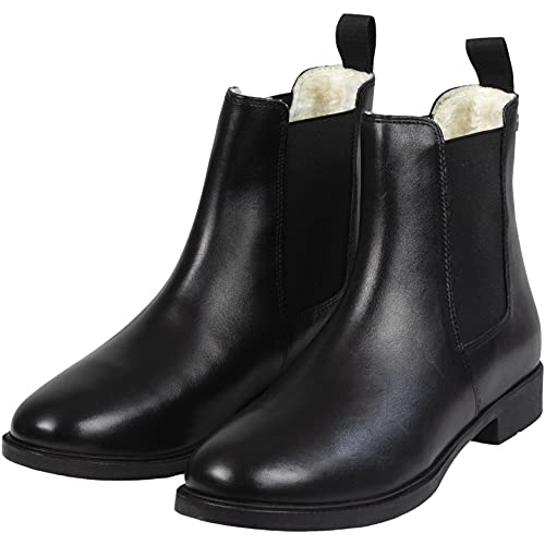 Lazura - Jodhpur Winter Reitstiefeletten Basic Plus | Kinder, Herren & Damen Stiefeletten | mit Fleece-Futter & Pull-On | schwarze Chelsea Boots aus Leder | Reitschuhe | Größe 36