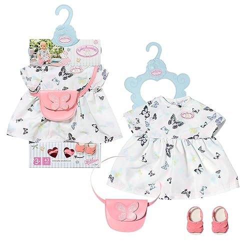 Baby Annabell Deluxe Kleid Set, Schmetterlingskleid mit Tasche und Schuhen für 43 cm Puppen, 706701 Zapf Creation