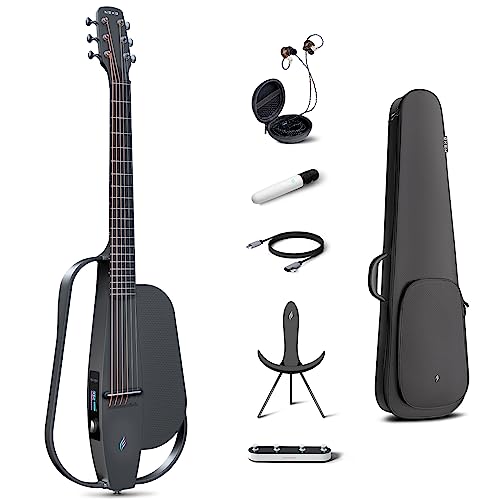 Enya NEXG 2 Elektro-Akustische Gitarren - Schwarz 38 Zoll Smart Audio Silent Guitar für Erwachsene mit 80W kabellosem Lautsprecher Mikrofon Hi-Fi Ohrhörern Fußschalter Ladegerät und Gigbag (Deluxe)