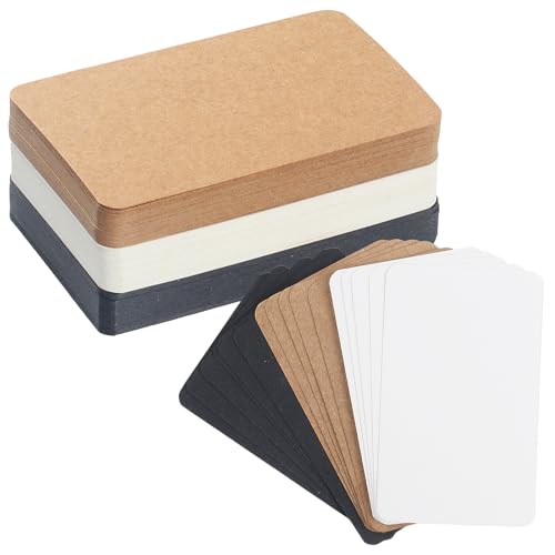 150 Stk Blanko Kraftpapier Karten, Karteikarten Blanko Papier Karten, Visitenkarten Papier, Lernkarten Memory Karten, Postkarten zum Selbstgestalten für Mitteilungs Gedächtnis, Schwarz/Weiß/Braun