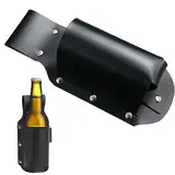 VIKY Schwarz Klassik Bier Holster Bierdosen Flaschenhalter Gürtel, PU Leder Bier Rucksäcke Getränkehalter Gürtel, Portable Biergürtel, Bier Accessoires für Grillen, Camping und Partys