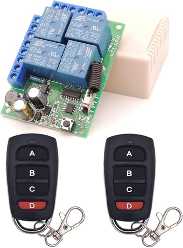 DieseRC Funkfernbedienung AC 220V/230V/240V 10A 4 Kanäle RF Relais Empfänger mit 2 Sendern für Motor Garagentor Licht Elektrische Vorhang DIY Drahtlose Fernbedienung