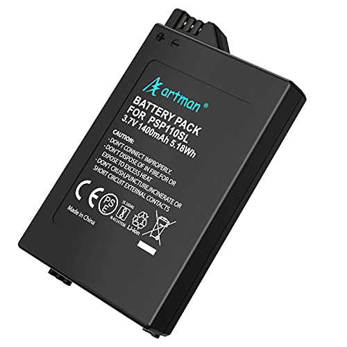 PSP-S110 Akku,Artman 1400mAh Ersatz PSP 2000 Akku PSP 3000 Akku kompatibel mit Sony PSP Slim & Lite (PSP-2000 /PSP-2004) /PSP Brite (PSP-3000 /PSP-3004) PSP-S110 Ersatzakku Batterie