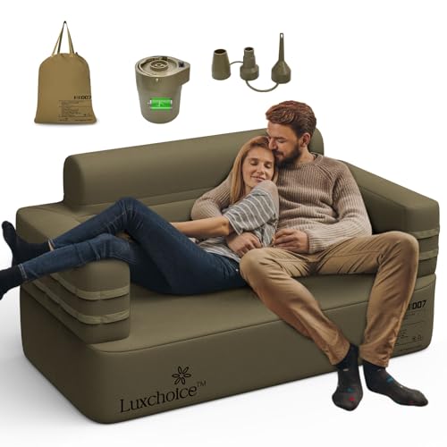 Luxchoice Aufblasbares Sofa Camping Luftsofa Camping Sofa Aufblasbar Couch Inflatable Outdoor Air Sofa mit Rücken Armlehne und Tragbare Pump