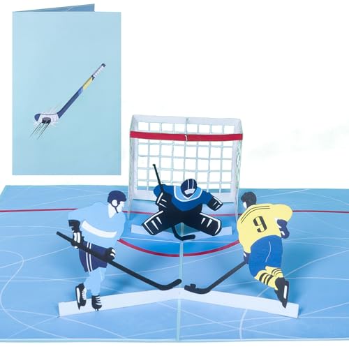 Sweetpopup® 3D Hockey Pop Up Karte Glückwunschkarte Geburtstagskarte Grußkarte Gutscheinkarte Geschenkkarte | Klappkarte Eishockey Spieler, 030