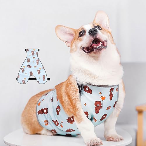 Haustier-Schutzweste für kleine und mittelgroße Hunde, weiche Polsterung, Corgi-Dackel, französische Bulldogge, Bauchschutz, während des aktiven Spielens, Handwäsche-Design (männlicher Hund, Blau,