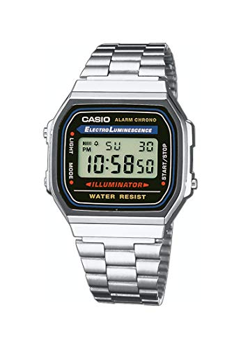 CASIO Unisex ErwachseneArmbanduhr Digital Quarz Edelstahl A168WA-1YES