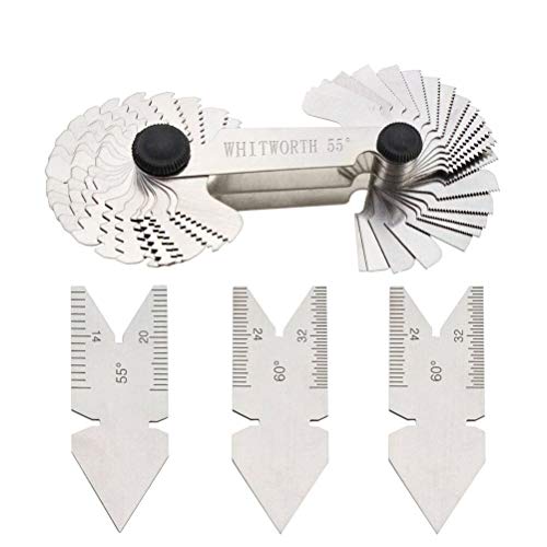 YOTINO 52 Blatt Gewindelehre Messlehre Gewindeschablone 0,25–6 mm Metrisch Zoll Werkzeug 4–62G Whitworth Schraubengewinde Messwerkzeug