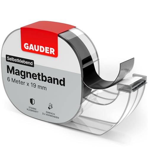 GAUDER Magnetband selbstklebend im Spender I Magnetklebeband I Magnetstreifen (6 m)