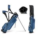 LIFEZEAL Golftasche, Tragbare Golfschlägertasche mit 4-fachen Trennwänden, Golf Stand Bag mit Verstellbarer Schultergurte, Leichte Standtasche für Herren & Frauen, Schwarz (Blau)