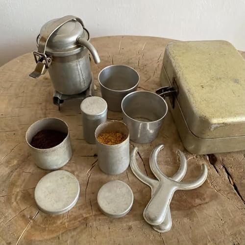 Extra Seltenes Camping-Kaffeeset Für Sammler, Vintage-Nostalgie-Espresso- Und Pour-over-Set, Tragbare Reise-Outdoor-Kaffee-Serviersets, Nostalgie-Geschenk Für Kaffeeliebhaber Und Sammler(Edelstahl 304