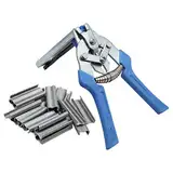 MUYIRTED 1 x Schweineringzange und 600 x Klammern, M-Clip-Zange, Klammern, Vogelgitter, Käfigdraht, Zaun-Installation (blau)