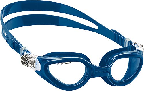 CRESSI Right Goggles Blue Metal - Schwimmbrille Erwachsene für Schwimmen, Pool und Wassersport, Anti-Fog 100% Anti UV, Blau/Metall - Klar Gläsern, Einheitsgröße