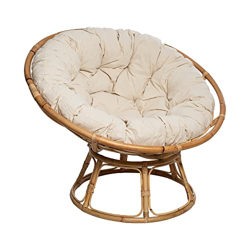 Atmosphera Innenarchitekt - Sessel Seram aus Rattan - Bequemer Stuhl Papasan mit Kissen - Innen und Außen - Gartenmöbel, Terrasse, Balkon, Wohnzimmer